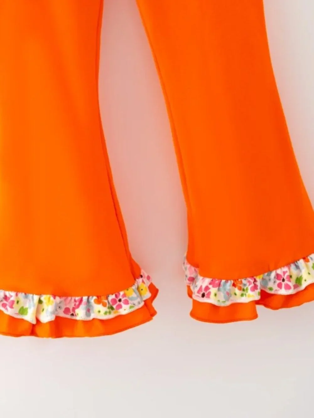 Boutique Smocked Floral Pumpkin Short Sleeve Tunic & Leggings Girls Outfit Set